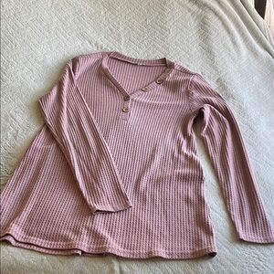 Women's Pink Waffle Knit Top